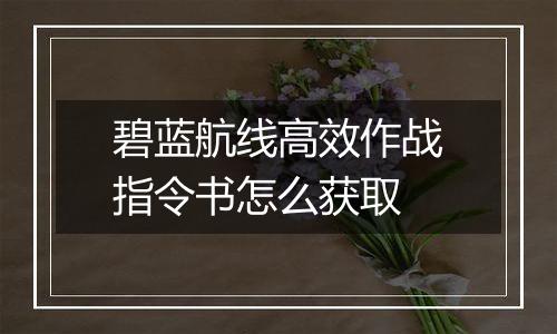 碧蓝航线高效作战指令书怎么获取