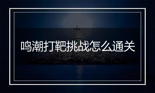 鸣潮打靶挑战怎么通关