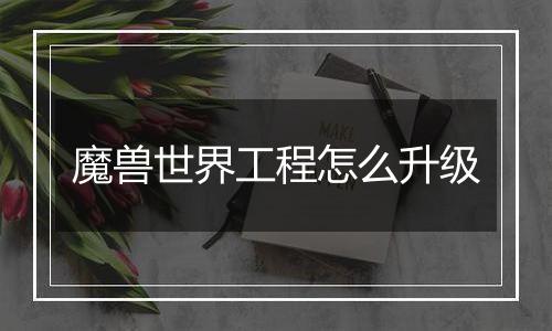 魔兽世界工程怎么升级