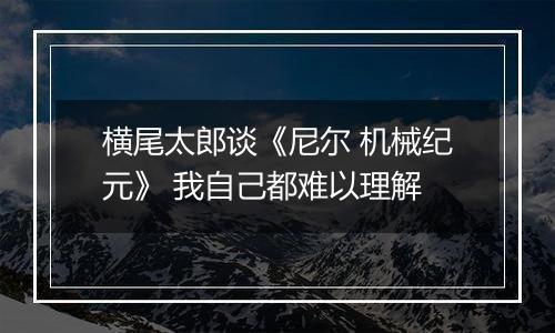 横尾太郎谈《尼尔 机械纪元》 我自己都难以理解