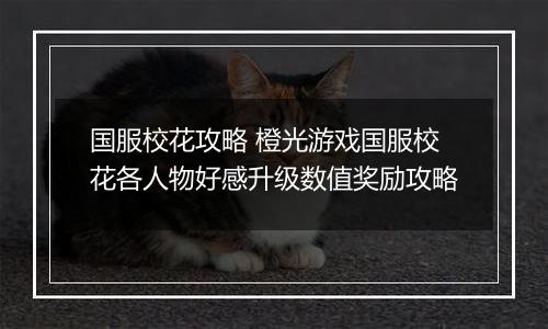 国服校花攻略 橙光游戏国服校花各人物好感升级数值奖励攻略