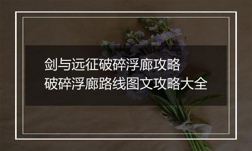 剑与远征破碎浮廊攻略  破碎浮廊路线图文攻略大全