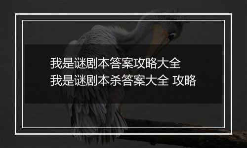 我是谜剧本答案攻略大全  我是谜剧本杀答案大全 攻略