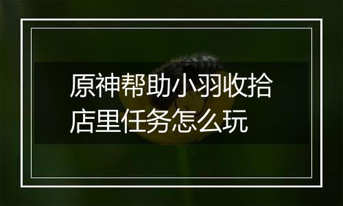 原神帮助小羽收拾店里任务怎么玩