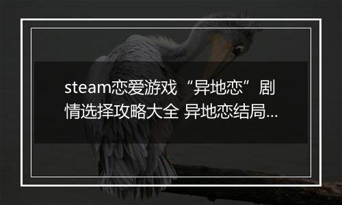 steam恋爱游戏“异地恋”剧情选择攻略大全 异地恋结局选择推荐