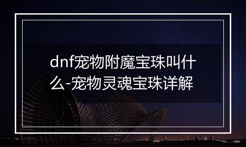 dnf宠物附魔宝珠叫什么-宠物灵魂宝珠详解