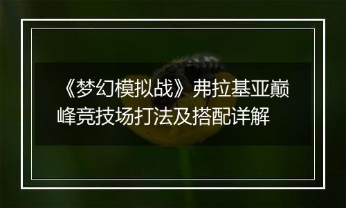 《梦幻模拟战》弗拉基亚巅峰竞技场打法及搭配详解