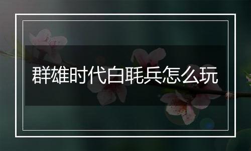 群雄时代白毦兵怎么玩