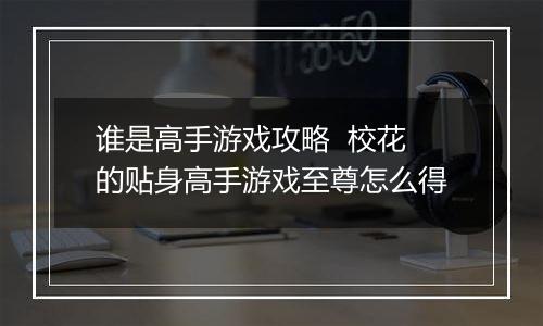 谁是高手游戏攻略  校花的贴身高手游戏至尊怎么得
