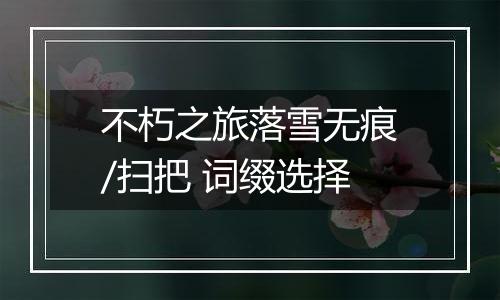 不朽之旅落雪无痕/扫把 词缀选择