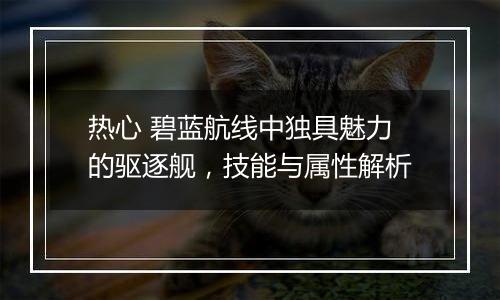 热心 碧蓝航线中独具魅力的驱逐舰，技能与属性解析