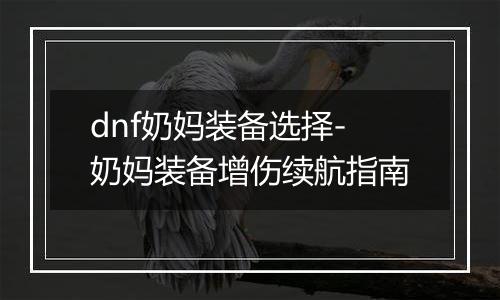 dnf奶妈装备选择-奶妈装备增伤续航指南