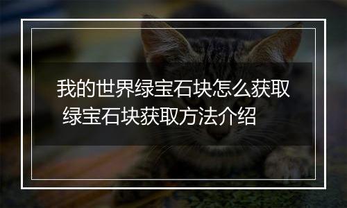 我的世界绿宝石块怎么获取 绿宝石块获取方法介绍