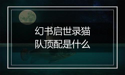 幻书启世录猫队顶配是什么