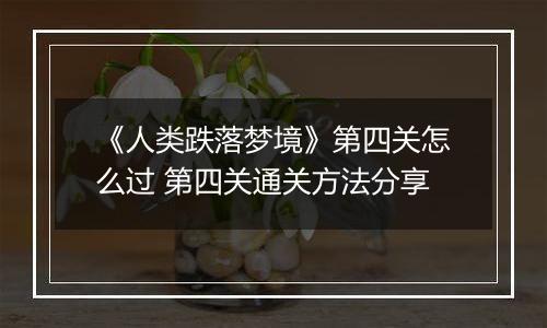 《人类跌落梦境》第四关怎么过 第四关通关方法分享