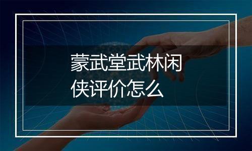 蒙武堂武林闲侠评价怎么