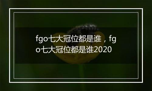 fgo七大冠位都是谁，fgo七大冠位都是谁2020