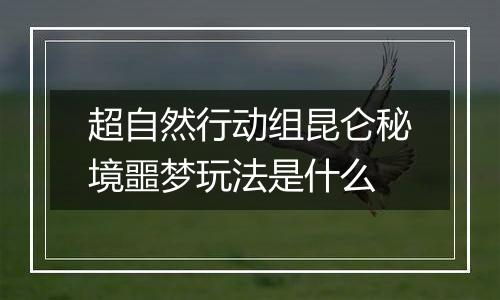超自然行动组昆仑秘境噩梦玩法是什么