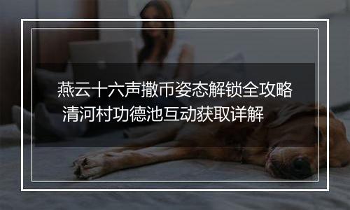 燕云十六声撒币姿态解锁全攻略 清河村功德池互动获取详解