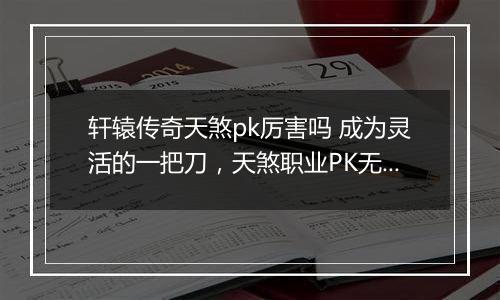 轩辕传奇天煞pk厉害吗 成为灵活的一把刀，天煞职业PK无敌技巧