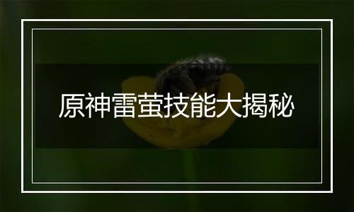 原神雷萤技能大揭秘