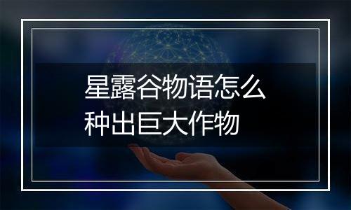 星露谷物语怎么种出巨大作物