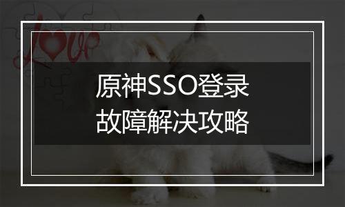 原神SSO登录故障解决攻略