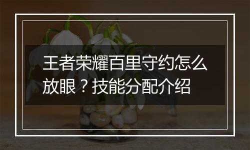 王者荣耀百里守约怎么放眼？技能分配介绍