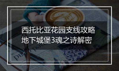 西托比亚花园支线攻略 地下城堡3魂之诗解密