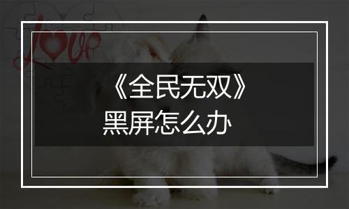 《全民无双》黑屏怎么办