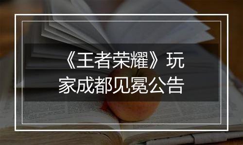 《王者荣耀》玩家成都见冕公告