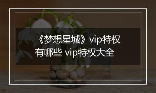 《梦想星城》vip特权有哪些 vip特权大全