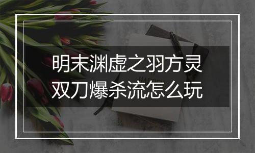 明末渊虚之羽方灵双刀爆杀流怎么玩