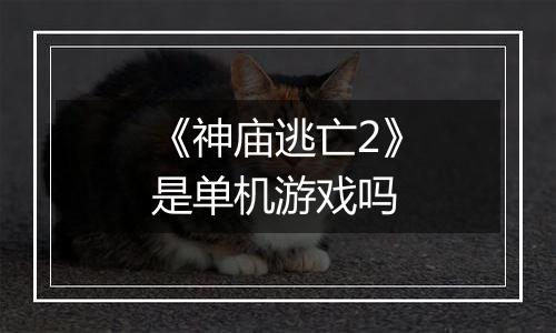 《神庙逃亡2》是单机游戏吗
