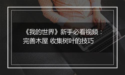 《我的世界》新手必看视频：完善木屋 收集树叶的技巧