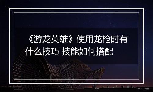 《游龙英雄》使用龙枪时有什么技巧 技能如何搭配