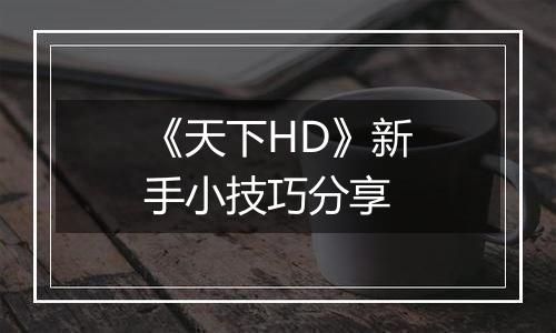 《天下HD》新手小技巧分享