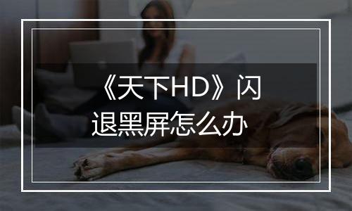 《天下HD》闪退黑屏怎么办