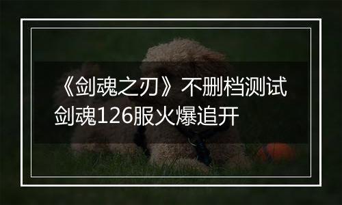 《剑魂之刃》不删档测试剑魂126服火爆追开