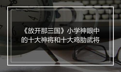 《放开那三国》小学神眼中的十大神将和十大鸡肋武将