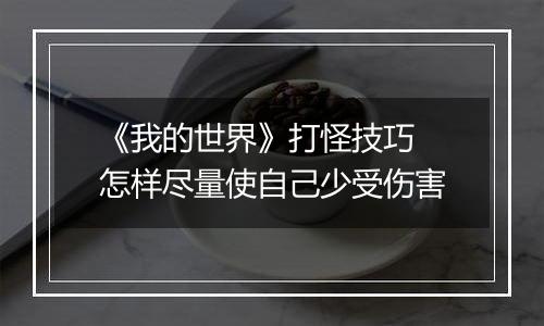 《我的世界》打怪技巧 怎样尽量使自己少受伤害