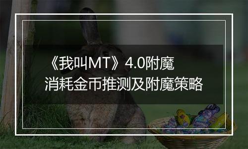 《我叫MT》4.0附魔消耗金币推测及附魔策略