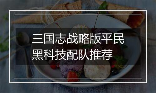 三国志战略版平民黑科技配队推荐