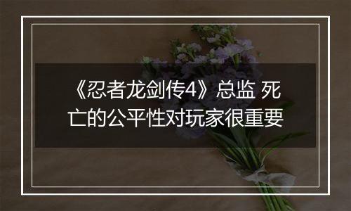 《忍者龙剑传4》总监 死亡的公平性对玩家很重要