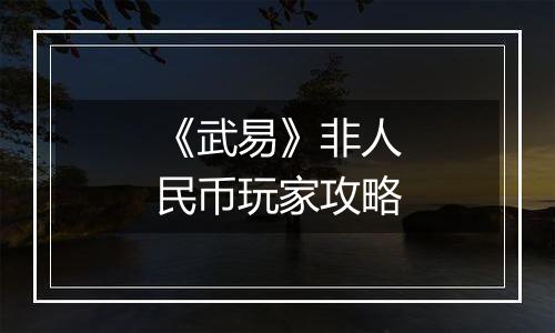 《武易》非人民币玩家攻略