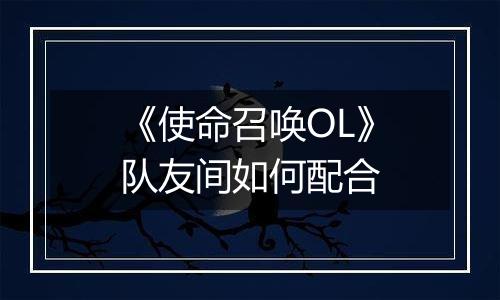 《使命召唤OL》队友间如何配合