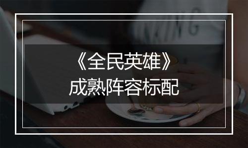 《全民英雄》成熟阵容标配