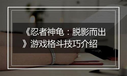 《忍者神龟：脱影而出》游戏格斗技巧介绍