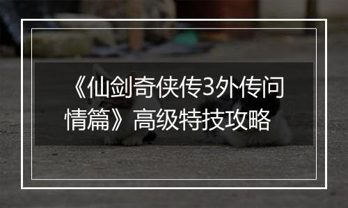 《仙剑奇侠传3外传问情篇》高级特技攻略