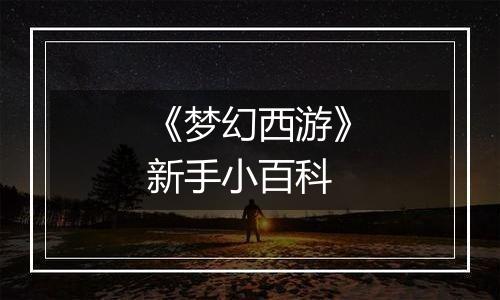 《梦幻西游》新手小百科